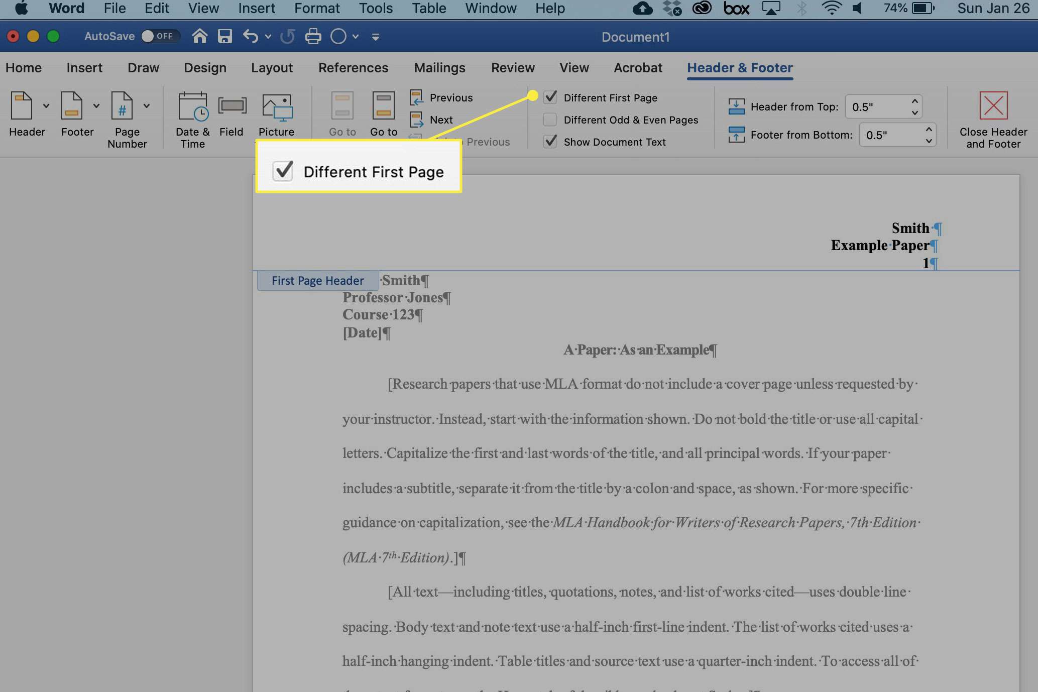 how do you edit a header in word for mac